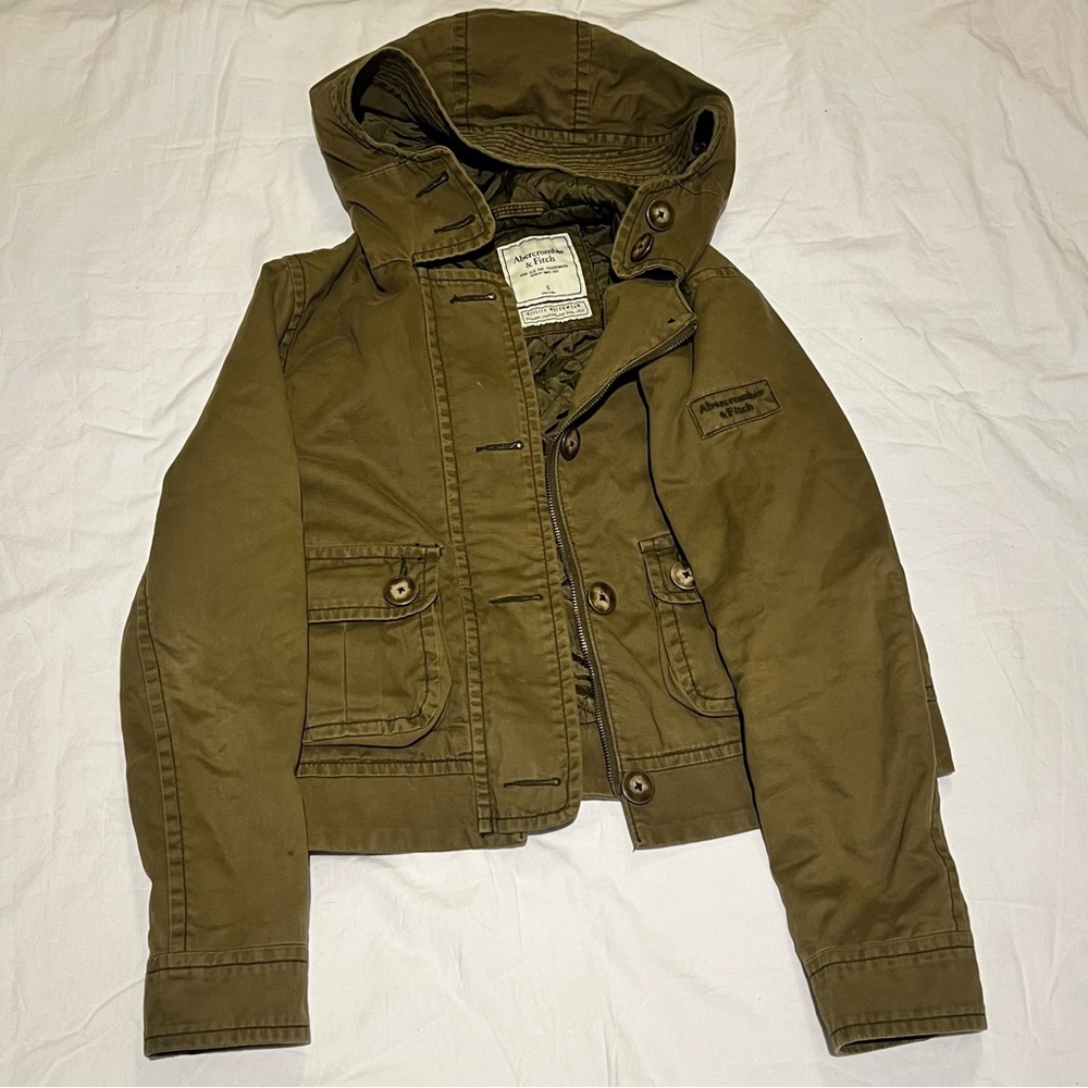 Abercrombie & Fitch Quilted lined Olive  Denim Jacket